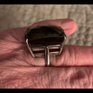 Silver and smoky topaz ring.